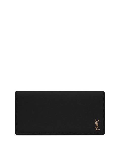 Saint Laurent Tiny Cassandre Flat Wallet in Grained Leather